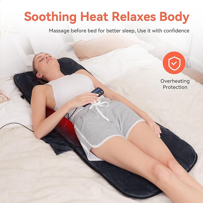 Massager Pad with Heat, Gifts for Women Men, Massage Mat Back Pain Relief, Back Massager with Heat for Lumbar, Leg, Long 53"