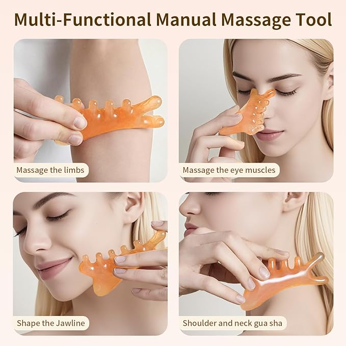 Multi-Functional Manual Massage Tool, Suitable for The Face, Eyes, Head and Neck. It is Used to Reduce Wrinkles, Shape The Jawline and Reduce Swelling. Skin Care Tool (Orange)