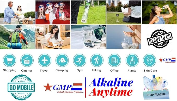 Alkaline Anytime Alkaline Water Filter Pouch-9.5 pH Portable Water Filtration-Extra Large Capacity-105 Gallons-for Pitcher, Water Bottle, Jugs, (3)
