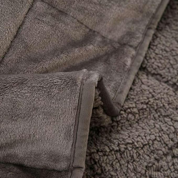 Sherpa 5lb Weighted Blanket for Adult, Both Sides Reversible Velvet Soft Plush Weighted Heavy Blanket for All Season Grey 36in*48in