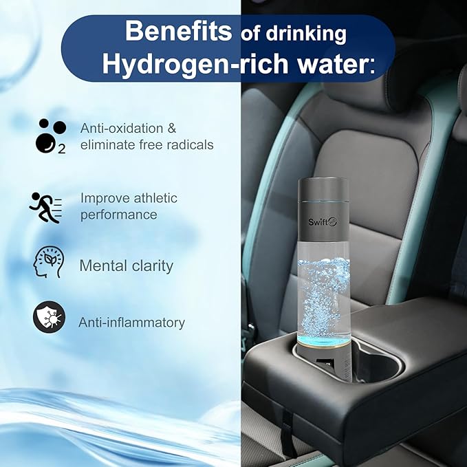 Hydrogen Water Bottle 2024 with PEM SPE Technology, PEM Electrolysis Hydrogen Generator 4000+ PPB LED Display, Hydrogen Water Ionizer Machine for Home Office Travel, Gifts for Men and Women