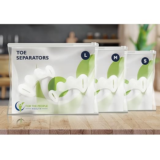 Toe Separators for Foot Alignment- Strengthening and Balance- For Hammertoes, Bunions, Plantar Fasciitis, Hallux Valgus – Spreaders- Size Large (1 pair)