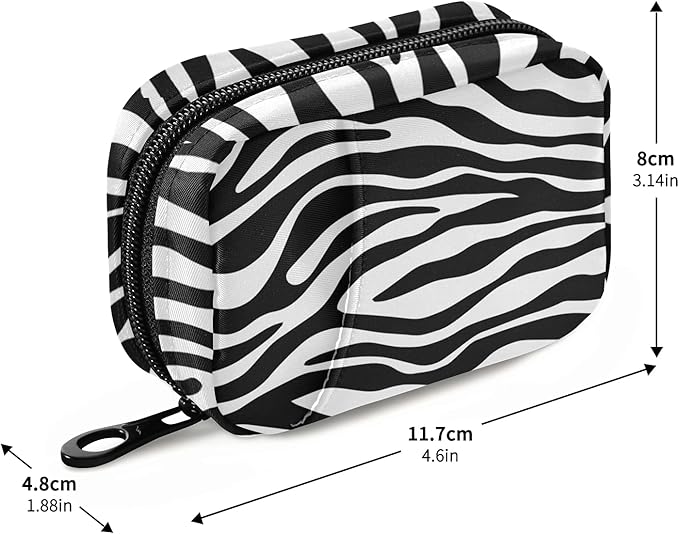 xigua Zebra Pill Case 7-Day Travel Pill Organizer Box with Zipper Closure for Vitamins, Medication and Supplements
