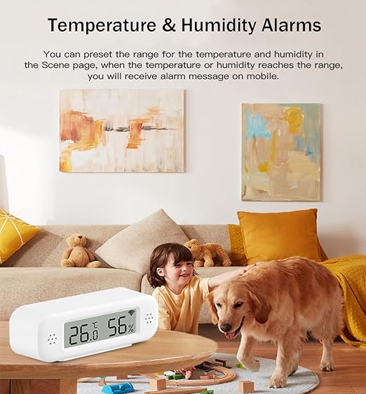WiFi Thermometer Hygrometer: Smart Temperature and Humidity Sensor, Real-time Monitor, App Notification, Digital Indoor Temperature Sensor, Compatible with Alexa/Google Home(1Pack)