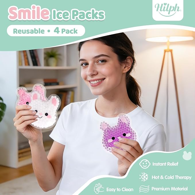 Hilph Kids Ice Packs for Boo Boos, Reusable 3 Pack Gel Ice Packs for Toddlers & Children Injuries Reusable, Soft Small Hot & Cold Pack for Bumps, Bruises, Fever, Get Well Gifts