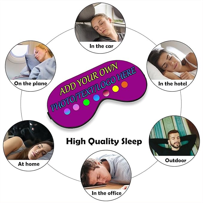 Personalized Eye Mask, Custom Eyeshade Blindfold Add Your Design Image Text Customized Eye Cover with Adjustable Strap for Sleeping Travel Work Naps Blocks Light, Mei Red