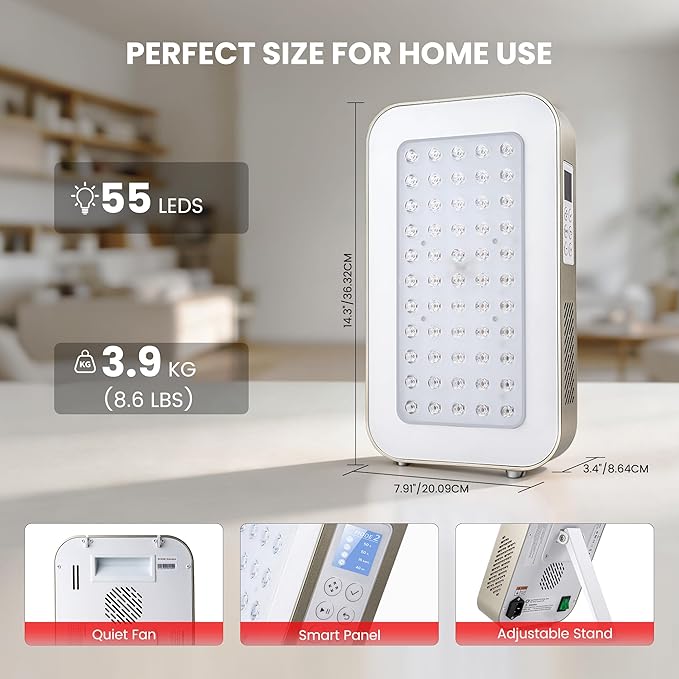 Red Light Therapy Panel - 660nm & 850nm Infrared Light Therapy Lamp with Smart App Control, 55 LEDs High Power Device at Home for Body, Face, Recovery, Skin Health, 115W (PRO100)