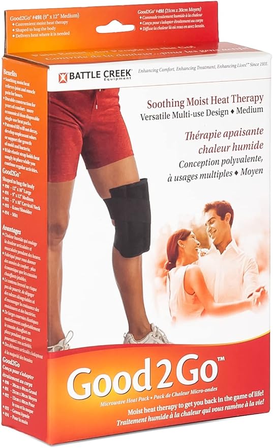 491- Battle Creek Good2Go™ Deep-Penetrating Moist Heat Wrap for Microwave, Medium, 12” x 9”, Simple-to-use, with Easy-Attach Strap for Holding it in Place During use