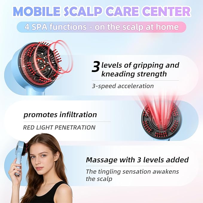 3-in-1 Hair Oil Applicator & Cordless Electric Head Massager,Electric Scalp Massager,IPX7 Waterproof, Portable Scalp Brush for Home & Travel