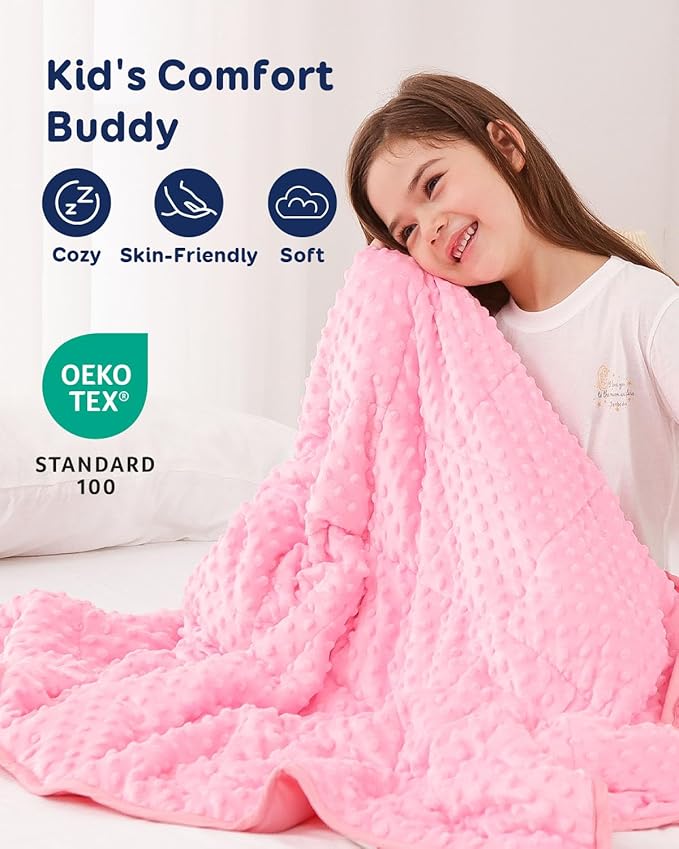 Kivik Weighted Blanket 5 lbs, Small Minky Dotted Blankets, Soft Heavy Blanket Throw, Machine Washable, 36 x 48 Inches Pink