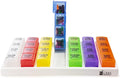 GMS 7 Day Pill Organizer Tray - Large with Removable Daily Pill Boxes with 4 Compartments Each for Storing and Organizing Prescriptions and Other Meds - Rainbow