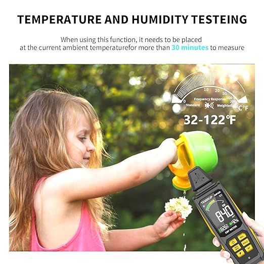 EMF Detector, 5-in‑1 Portable EMF Meter and Radiation Detector for RF, EF, MF, Temp, Humidity, WiFi Signal– Rechargeable EMF Reader with 3-Color Sound‑Light Alarm for Home,Office,Ghost Hunting