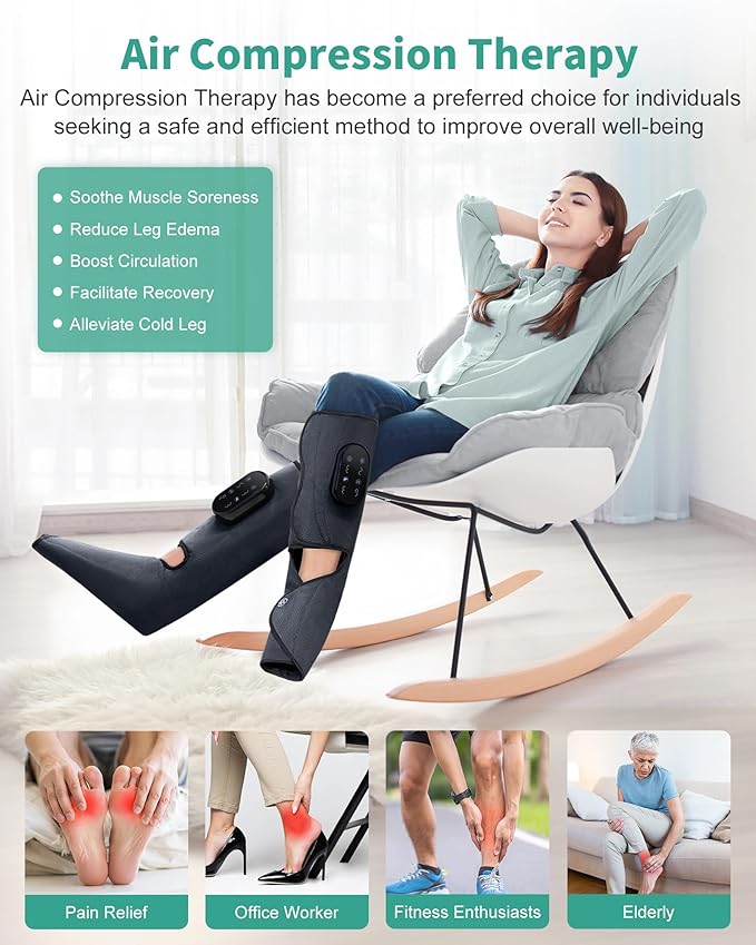 Medcursor Cordless Foot and Leg Massager with Heat, Rechargeable Leg Massager for Circulation and Pain Relief After Exercise, Portable Massager Boots for Home Office Gym Use