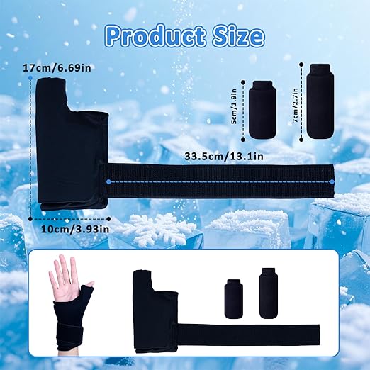 Wrist Ice Pack Wrap, Refreezable Gel Compression Support-Hand Ice Pack, Hot & Cold Compress-Ice Wrist Wrap Relief Pain for Carpal Tunnel, Arthritis, Tenosynovitis, Tendinitis, Swelling and Sprains