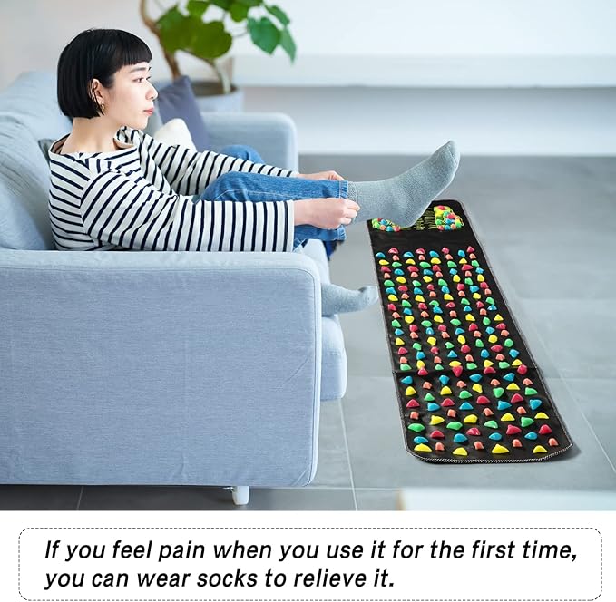 BBTO Foot Massage Mat Reflexology Walk Stone Road for Acupressure Foot Massage Acupoint Mat for Long Sitting Elderly Students and Office Workers(68.9 x 13.78 Inches)