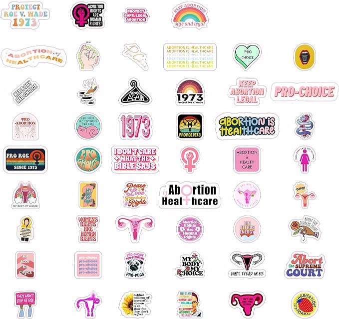 BulbaCraft 100Pcs Pro Choice Stickers, Pro Abortion Stickers, Reproductive Rights Laptop Decals, Feminist Gifts Women, Gifts for Women & Men