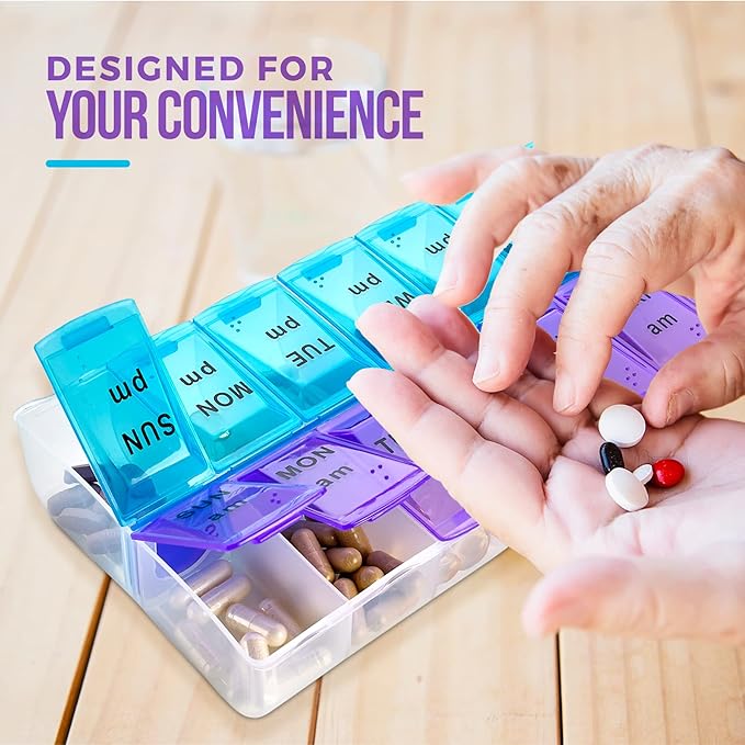 MEDca Weekly Pill Organizer, Twice-a-Day, 2 Pill Organizer Extra Large