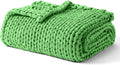 YnM Cooling Weighted Blanket, 100% Cotton Handmade Chunky Knitted Blanket, Weighted Lap, Breathable Heavy Blankets, Machine Washable Throw for Sleep or Home Decor (Green, 25x35 Inch, 3lbs)