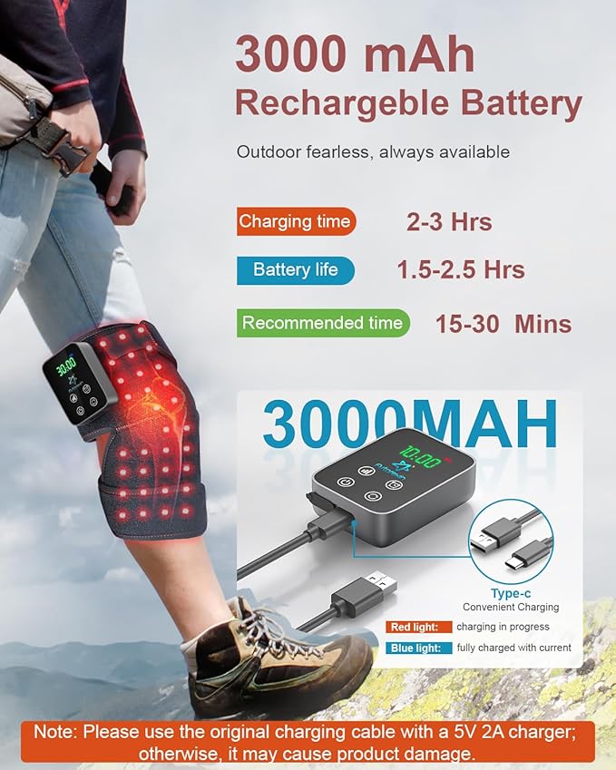 Red Light Therapy for Knee, Astarexin 72 LED Knee Wrap 3000mAh Rechargeable, Cordless Infrared Light Therapy Knee Brace Therapy Pad for Knee Shoulder Elbow Joint Relief, FSA or HSA Eligible
