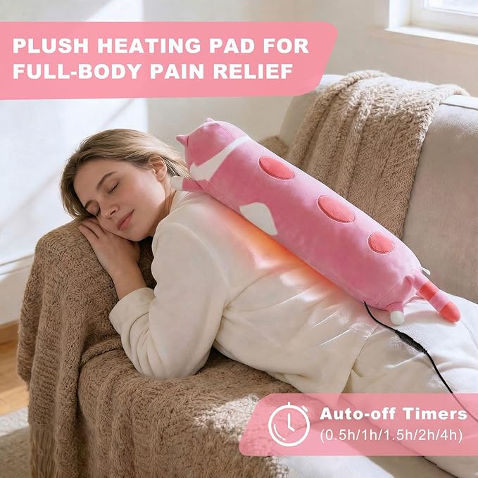 Cat Heating Pad for Period Cramps Menstrual Pain Relief, Portable Electric Heat Pads USB Powered, Cute Cats Plush Stuffed Animals Funny Gifts for Women Teen Girls Cat Lovers Birthday Easter Christmas
