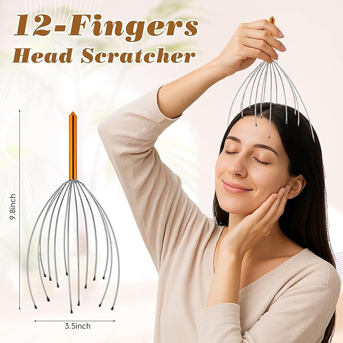 Hoolerry 24 Sets Massage Gifts Head Massager Back Scratcher Fingers Head Scratcher Manual Scalp Massager Valentine's Day for Body Home Office Spa Stress Relief Relaxation Women Men (Colorful)