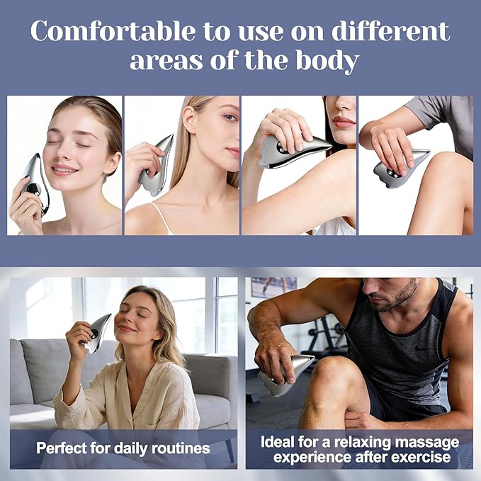 Electric Scraping Plate Gua Sha Massage Tool with Heat Vibration and Microcurrent for Face Neck Shoulder and Body