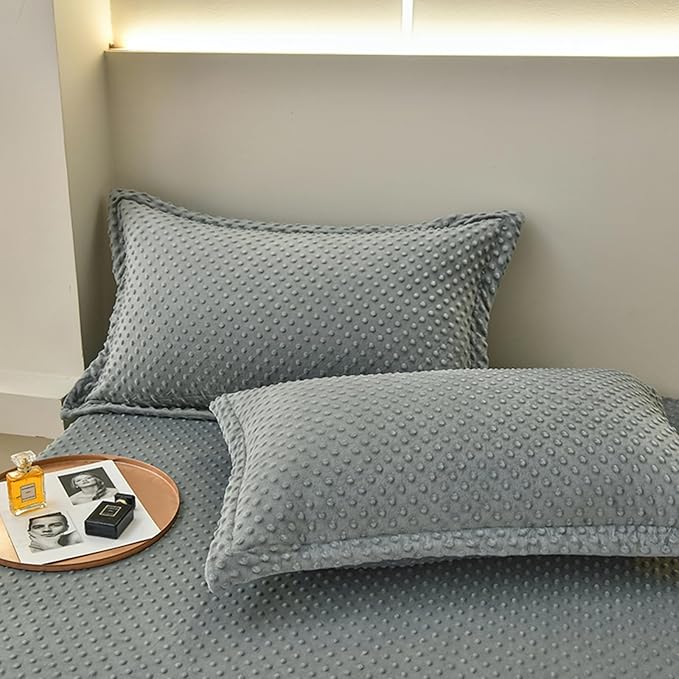 ZIQINPSQ Coral Velvet Fitted Sheet-Thickened Cold-Resistant and Warm Bed Sheets-Soft Velvet Fleece Fitted Sheets with-Elastic All Around. (Darkgray, Queen)