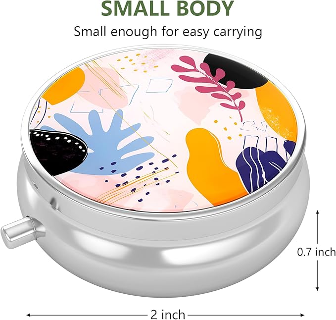 Nipichsha Pill Box, Small Pill Case for Purse & Pocket, Cute Travel Medicine Organizer, Portable Medicine Container Holder to Hold Vitamins, Medication, Fish Oil & Supplement, Floral Fantasy