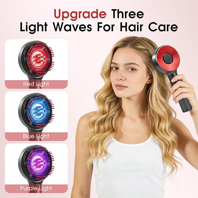 Upgrade Laser Therapy Hair Growth Comb, Hair Oil Applicator and Red Light Hair Brush,Electric Scalp Massager Hair Growth with IPX7 Waterproof