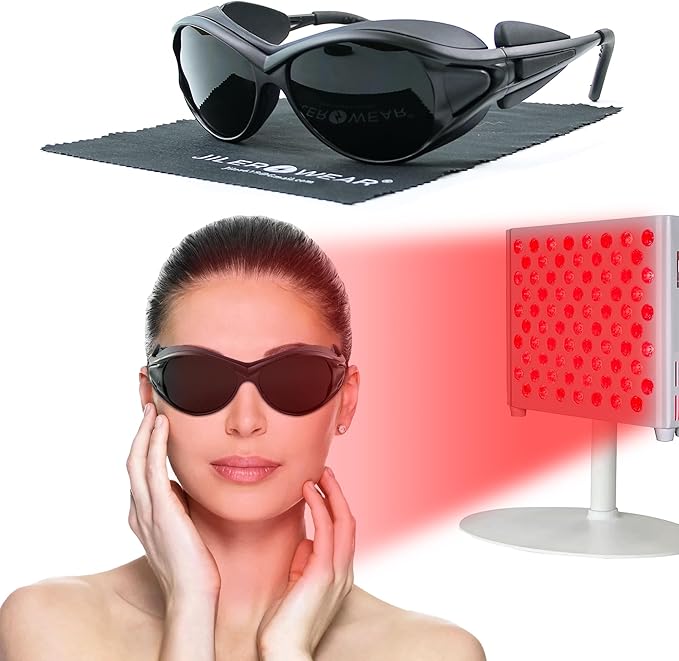 Professional Red Light Therapy Glasses for Eye Protection - Infrared Goggles, LED Red & Blue Light Therapy, Portable Eye Care