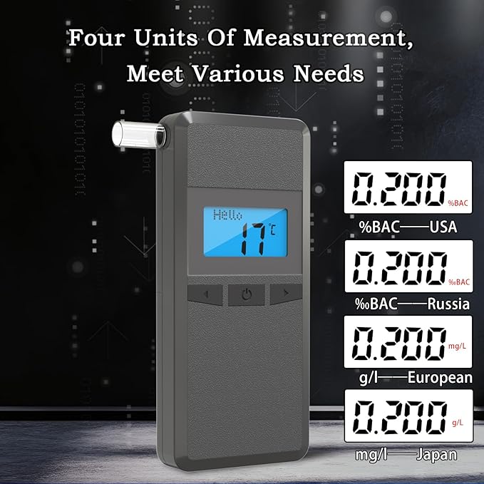 Portable Breathealyzer for Alcohol, BAC Tracker Breathalyzer with 3-Color Warning Police-Grade Alcohol Breathalyzer Tester for Home Health Use with 10 Mouthpieces