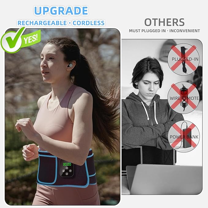 Red Light Therapy Belt, Infrared Light Therapy for Body Device Wireless Rechargeable Controller with Timer 660nm&850nm Infrared Heating Pad for Waist Back Leg Knee Joints Shoulder, Ideal Gift