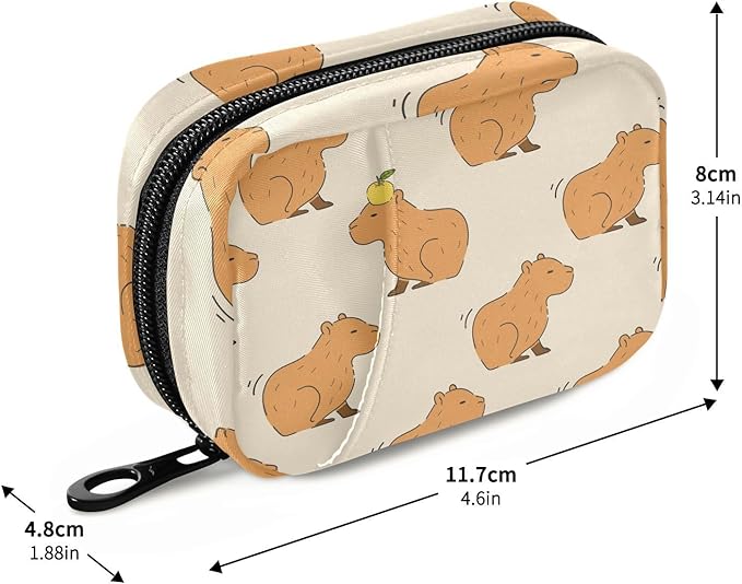 Pill Box Cute Capybara 7 Day Pill Case Travel Pill Organizer Bag with Zipper Portable Weekly Vitamin Medicine Supplement Holder Pouch Bag