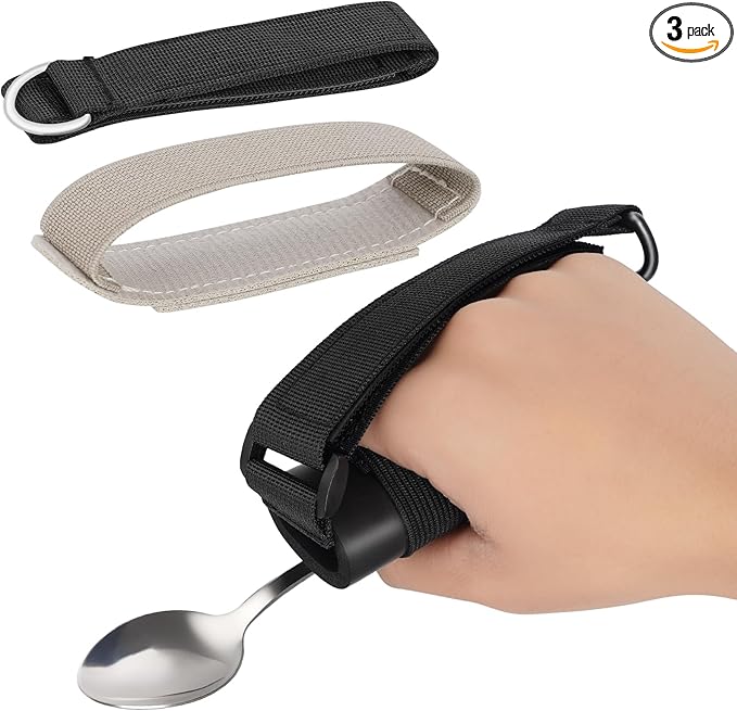 3 Pack Universal Cuff, Universal Hand Strap for Holding Utensils, Eating Assistance Cuff for Weak Grip & Limited Mobility (3 Different Designs to Suit Various preferences)