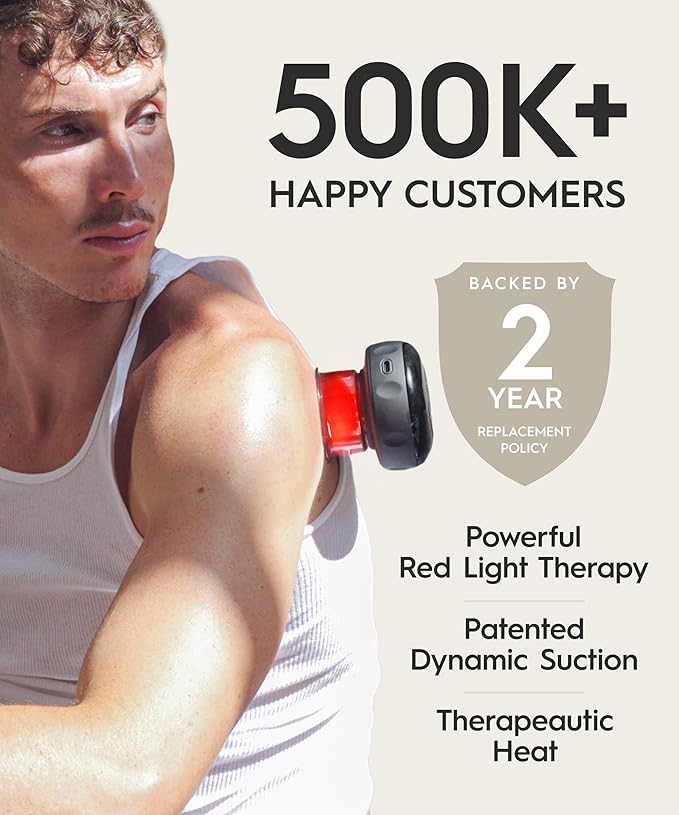 REVO The Original 4-in-1 Smart Cupping Therapy Massager, Red Light Therapy for Targeted Pain Relief, Knots, Aches, Muscle Soreness, Circulation & Tighter Skin, Portable Electric Massager- 2 Pack
