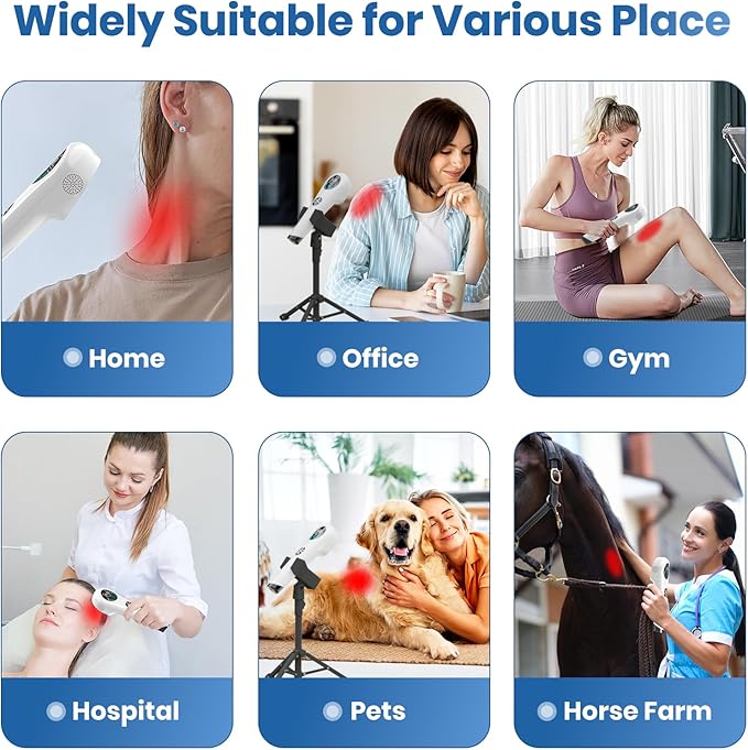 Handheld Red Light Therapy Device - 650nm & 808nm Dual Wave Rechargeable, Portable Cold Laser for Pain Relief in Humans & Pets