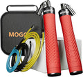 1/4 lb 1/2lb Weighted Jump Rope Set, 3 PVC Rope Cords 118in, Anti-Slip Handles with Quick Release, Carrying Case, Black