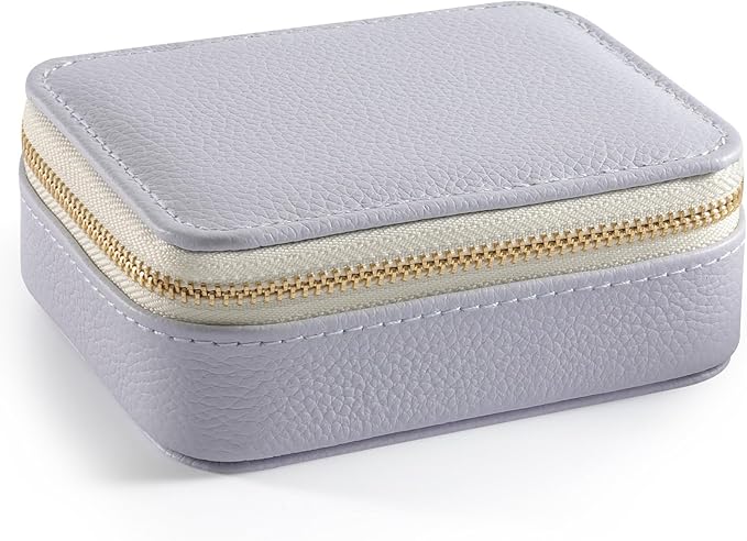 Genuine Leather Travel Pill Organizer Box Case 1 Times a Day for Purse for Women, Cute Medicine Pill Holder Containers for Vitamin Small Weekly Daily 7 Day Am Pm Pill Organizer(Purple)