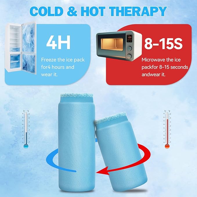 Finger Ice Sleeves Packs, Reusable Finger Cold Packs, 4 pcs Finger Gle Ice Pack Wrap Thumbs & Toes, Lasting Cold Compress, Hot Cold Ice Pack - for Injury, Sprain, Swelling