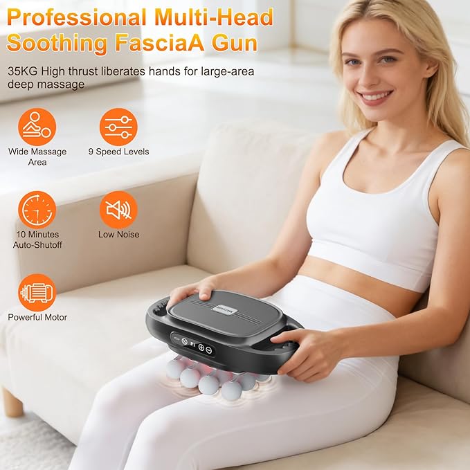 16-Head Massage Gun, Deep Tissue Percussion Massager with 9 Modes & 9 Intensities,Quiet Back Massager Pain Relief for Back, Shoulders,Legs,2600mAh Battery Electric Massage Tools