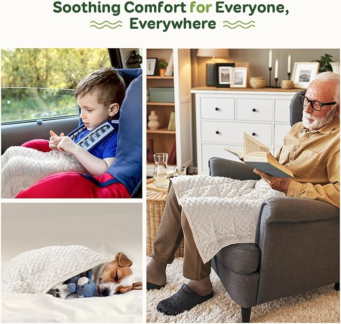 Sivio Weighted Lap Blanket 2lbs, 20 x 30inches, Soft and Cozy Cooling Heavy Blanket for All-Season, Calm Sleeping and Nap, Suit for Car, School and Home, Machine Washable, White