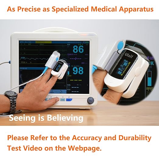 Pulse Oximeter, OLED Display Oxygen Monitor Fingertip, Blood Oxygen Saturation Monitor (SpO2) with Carrying Case, Batteries and Lanyard