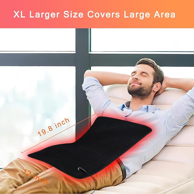Red Light Therapy for Body, 19.8" x 12" Infrared Light Therapy Pad XL Large Red Infrared Heating Therapy Wrap Pad Belt for Back Shoulder Leg Relief Home Office Use, Ideal Gift
