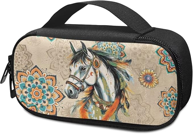 Bohemian Horse Diabetic Supplies Travel Case Insulin Pen Cooler Case Medication Insulated Organizer for Glucose Meter and Diabetic Supplies Diabetic Supplies Bag Carrying Cases