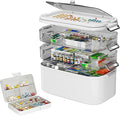NiHome 4-Tier Medicine Organizer Box with Pill Case, 12.2"x7.09"x10.24" Large Portable Medication Storage for Home & Travel, Adjustable Moisture-Resistant Layers, Easy-Access Lid & Handles