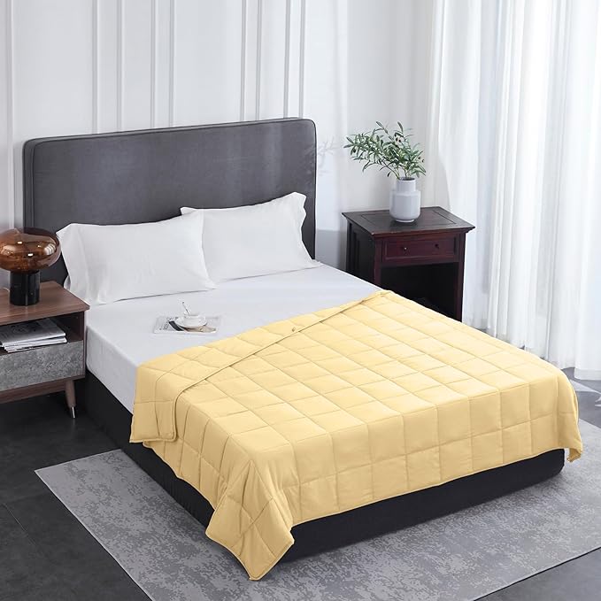 L'AGRATY Weighted Blanket - 60"x80" 15lbs Cooling Breathable Heavy Blanket Microfiber Material with Glass Beads for Adult All-Season Summer Fall Winter Soft Thick Comfort