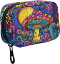 Fustylead 60s Hippie Colorful Art Mushroom Travel Pill Organizer Case Zipper for Purse with Removable Weekly Pill Box for Medicine, Vitamin, Supplement Medicine Organizer