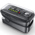 YM504 Pulse Oximeter, 4 Color TFT-OLED 20 × Memory Oxygen Monitor Fingertip, Blood Oxygen Saturation Monitor with Alarm, Batteries and Lanyard (Black)