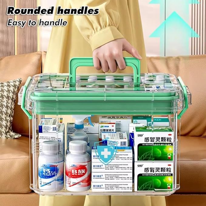 Double Compartment Medicine Storage Box With Large Capacity - Transparent Pill Bottle Organizer for Home