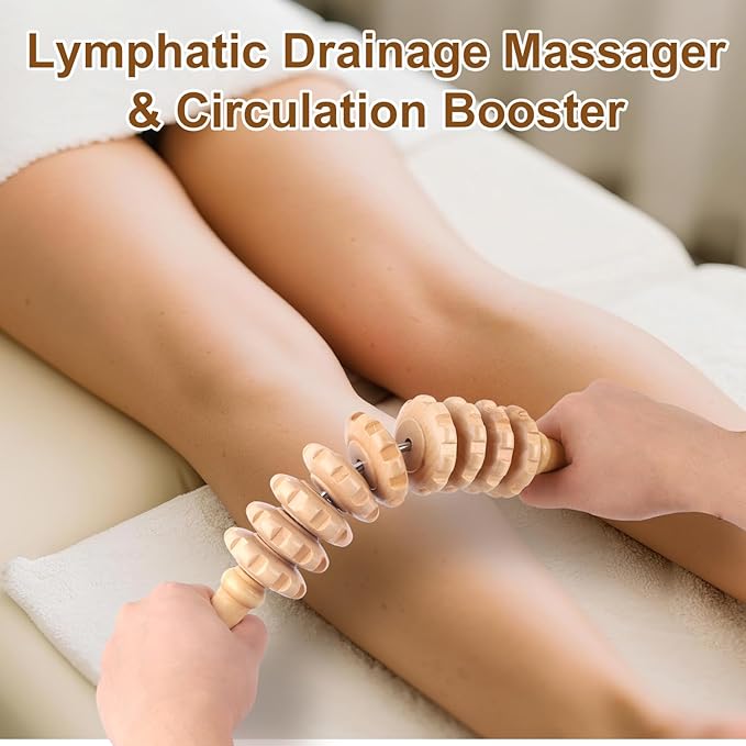 7-in-1 Wood Therapy Massage Tools for Body Sculpting & Lymphatic Drainage - Professional Maderoterapia Kit, Natural Wooden Therapy Tools for Cellulite Reduction